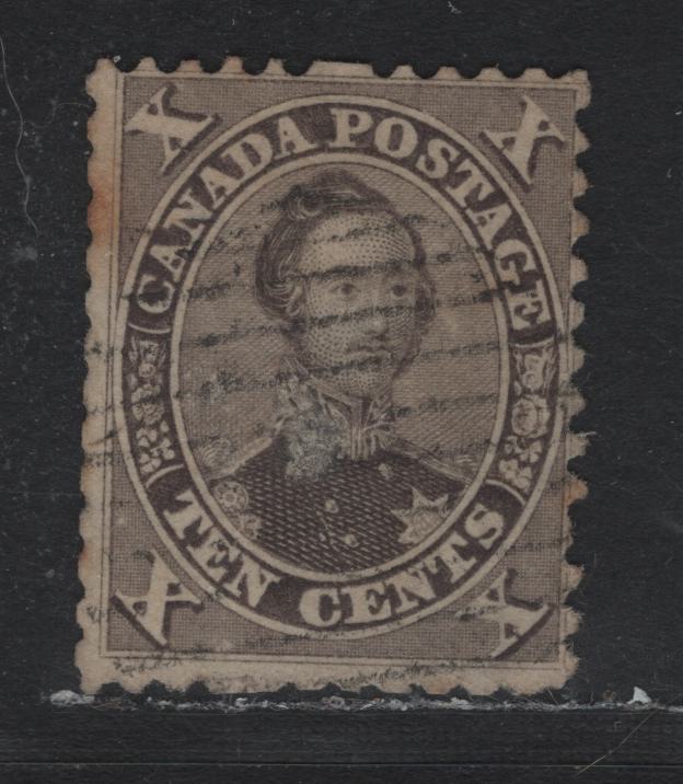 Lot 156 Canada (C) #17a 10c Violet HRH Prince Albert, 1859-1864 First Cents Issue, A Good Used Single, Perf 11.75x12, Cents-N Paper, Small Stain & Filled In Thin At Prince Alberts Coller.