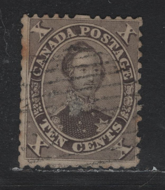 Lot 156 Canada (C) #17a 10c Violet HRH Prince Albert, 1859-1864 First Cents Issue, A Good Used Single, Perf 11.75x12, Cents-N Paper, Small Stain & Filled In Thin At Prince Alberts Coller.