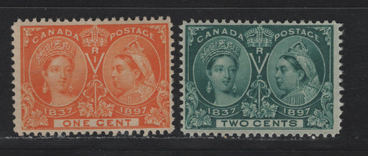 Lot 159 Canada (C) #51, 52 1c - 2c Bright Orange - Green Queen Victoria, 1897 Diamond Jubilee Issue, 2 FNH Singles, ABN-U Paper, Perfs 12x11.9 & 11.9x11.8