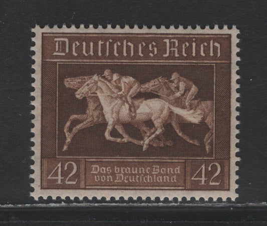 Lot 201 Germany SC#B90 (621x) 42pf Brown, 1936 Brown Ribbon Race Issue, A VFNH Single, From Souvenir Sheet