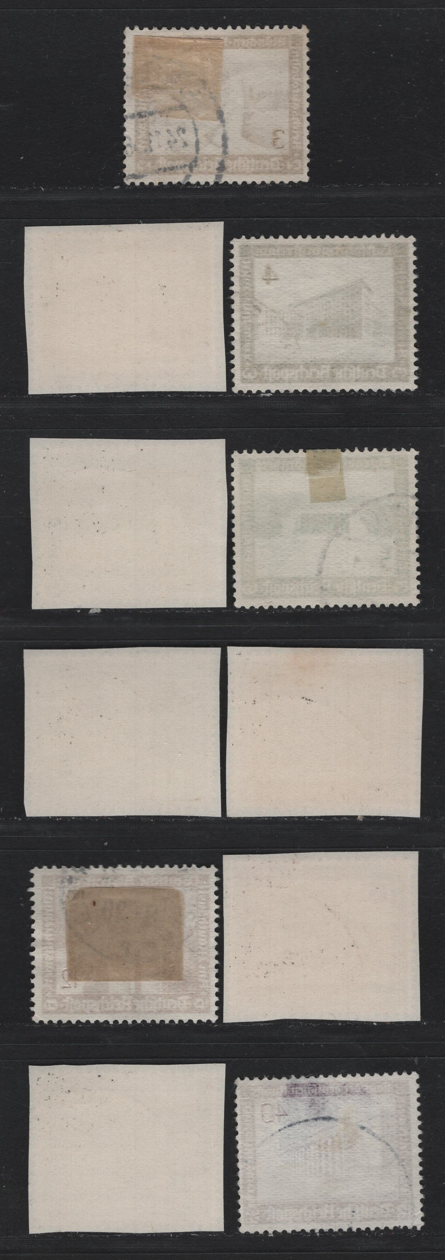 Lot 213 Germany SC#B93-B101 (634y-642y) 3pf+2pf - 40pf+35pf Black Brown - Rose Violet , 1936 Landmarks/Architecture Semi Postal Issue, 11 Fine/Very Fine Used Singles, Complete Set With Additional Shades of The 3pf+2pf & 5pf+3pf Bright Green