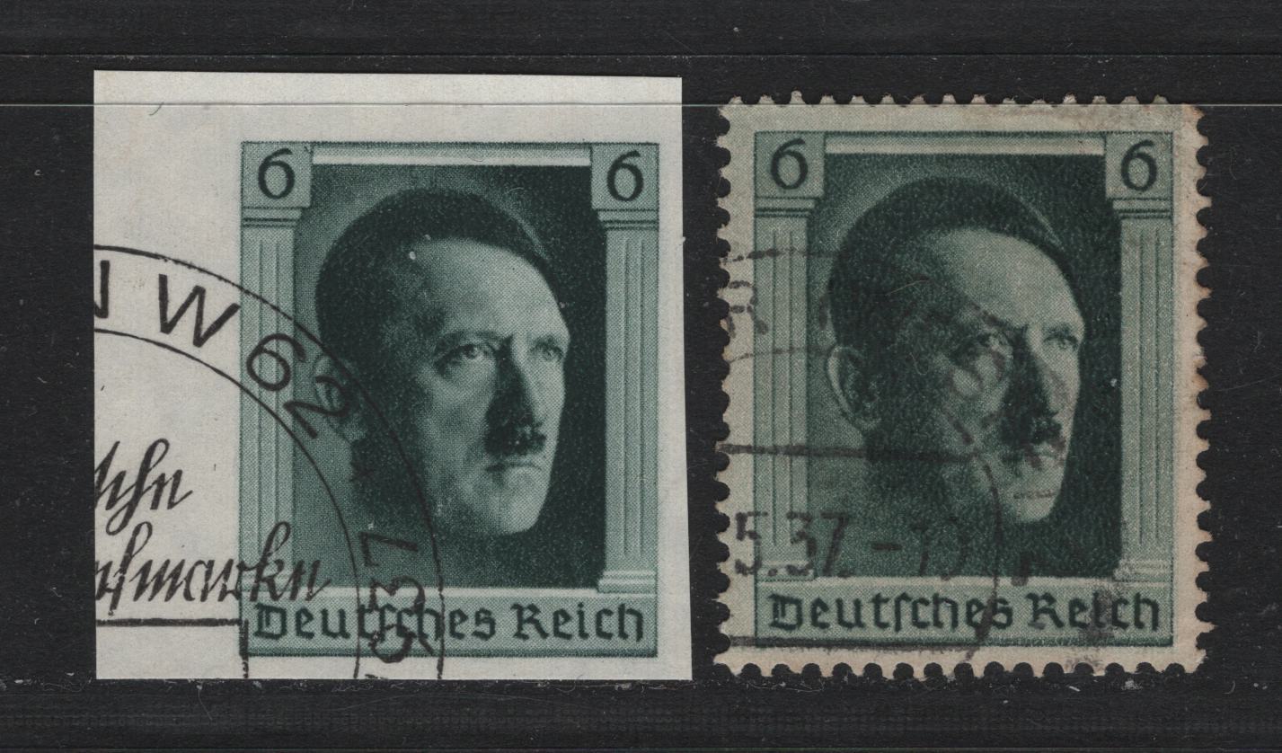 Lot 215 Germany SC#B102a, B103a (646, 647) 6pf Blackish Blue Green , 1937 48th Birthday Of Hitler - German National Philatelic Exhibition Issues, 2 Very Fine Used Singles
