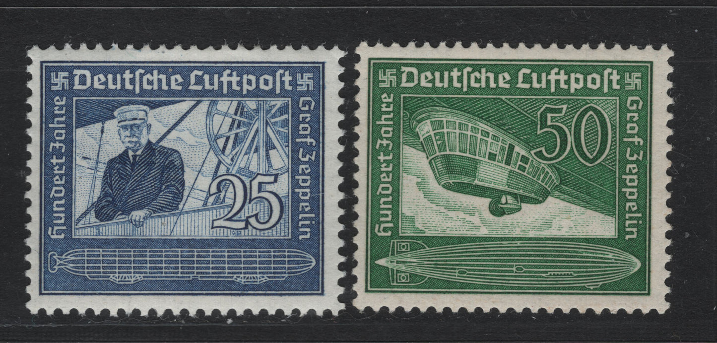 Lot 251 Germany SC#C59-C60 (869-870) 25pf - 50pf Dull Blue - Emerald , 1936-1938 Airmail Issue, 2 F/VFOG Singles