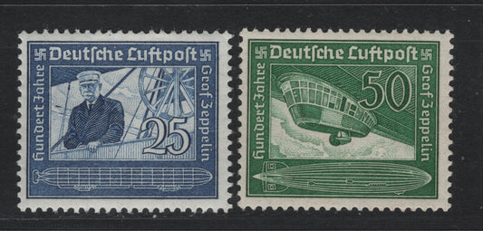Lot 251 Germany SC#C59-C60 (869-870) 25pf - 50pf Dull Blue - Emerald, 1936-1938 Airmail Issue, 2 F/VFOG Singles