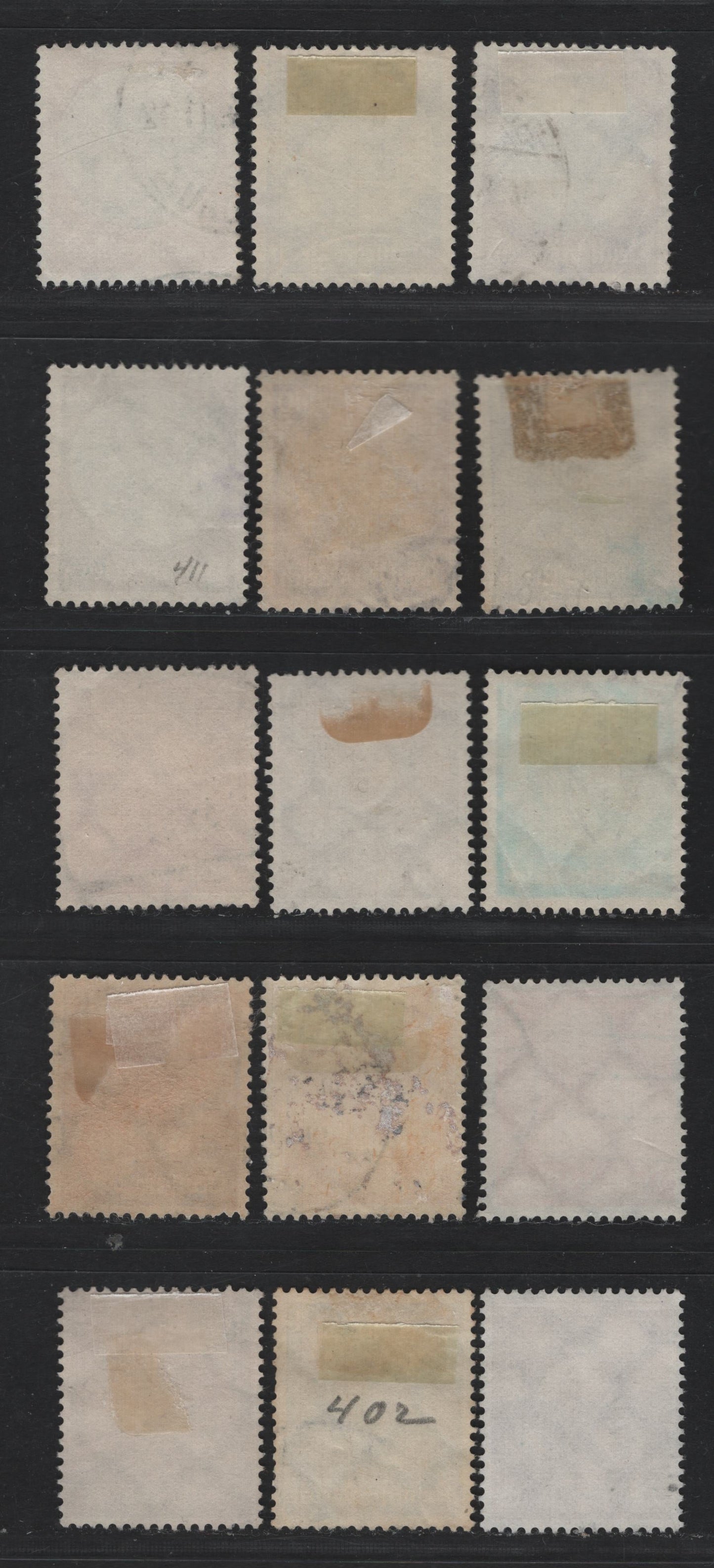 Lot 265 Germany SC#401-406, 408-414 3pf - 100pf Bistre Brown - Orange & Black , 1933 Hindenburg Issue, 15 Very Fine Used Singles, Network Wmk, Near Complete Set, Missing Only 15pf But Including Both Open & Closed 'D' on 8pf.