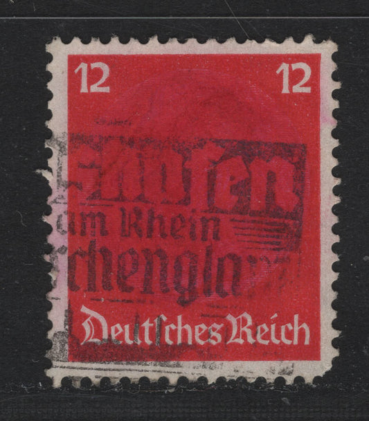 Lot 271 Germany SC#422 (519x) 12pf Deep Carmine, 1933-1936 Hindenburg Issue, A Fine Used Single, Over-Inked Example, Causing The Entire Portrait To be Covered Over Machine Cancel