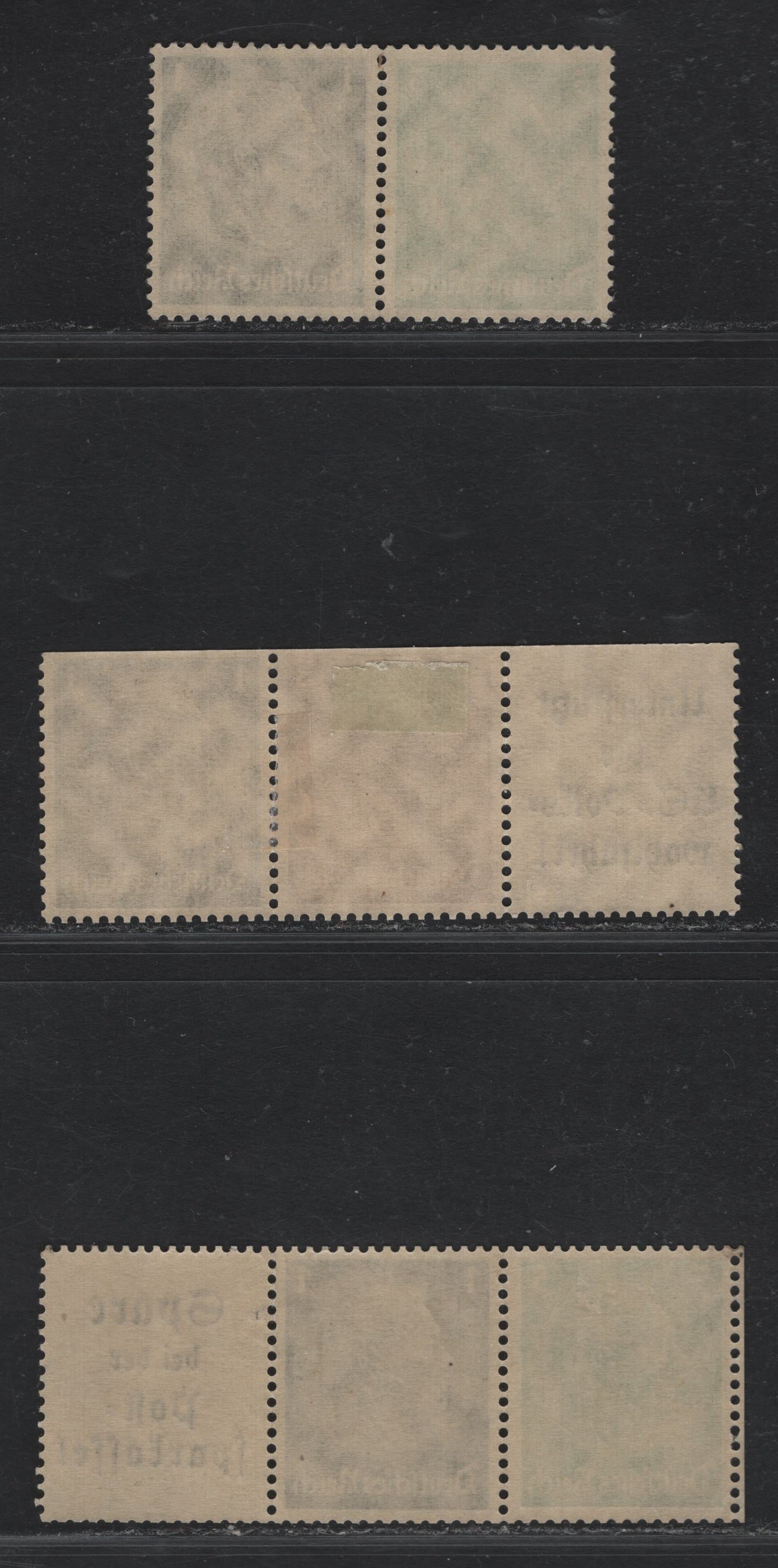 Lot 274 Germany SC#415-416, 418(W59,W76, W96) 1pf - 5pf Black - Emerald , 1933-1936 Hindenburg Issue, 3 VFOG/NH Booklet Pairs & Coil Strips