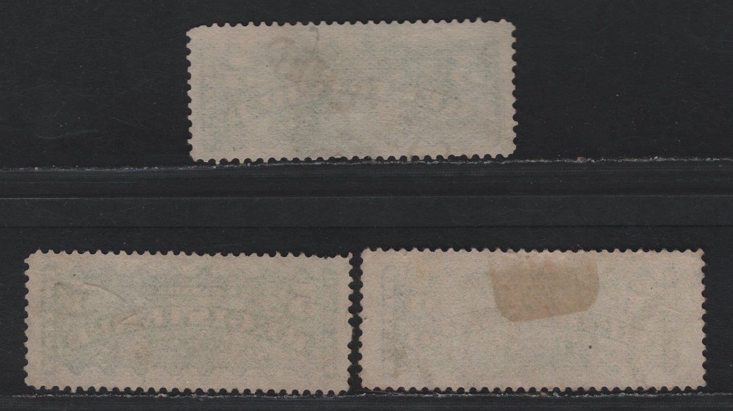 Lot 28 (C) Canada #F2i, F2a 5c Green & Blue Green , 1875-1896 Registration Issue, 3 Very Fine Used Singles, Second Ottawa Printings, All On Soft Vertical & Horizontal Wove Papers