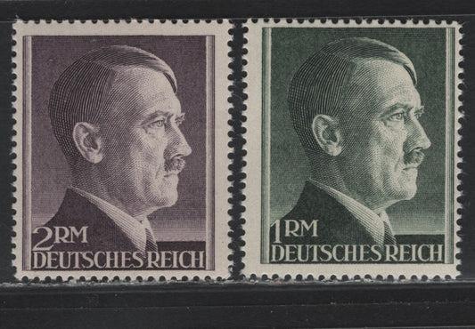 Lot 313 Germany SC#524-525 1m - 2m Dark Slate Green - Violet, 1941-1944 Hitler Heads Issue, 2 FNH Singles, Perf 14