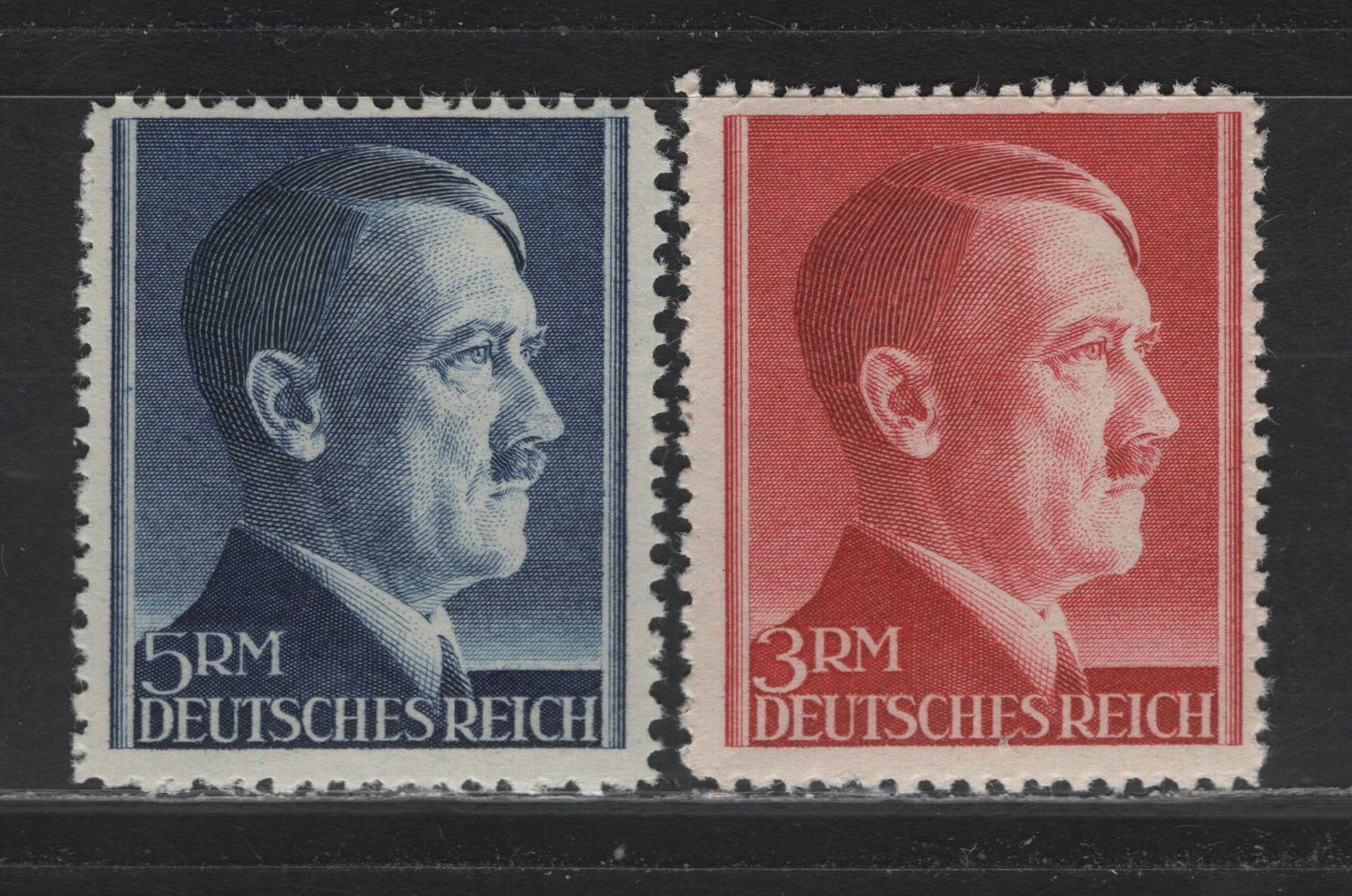 Lot 315 Germany SC#526-527 (801A-802A) 3m - 5m Copper Red - Deep Blue , 1941-1944 Hitler Heads Issue, 2 FNH Singles, Perf 12.5