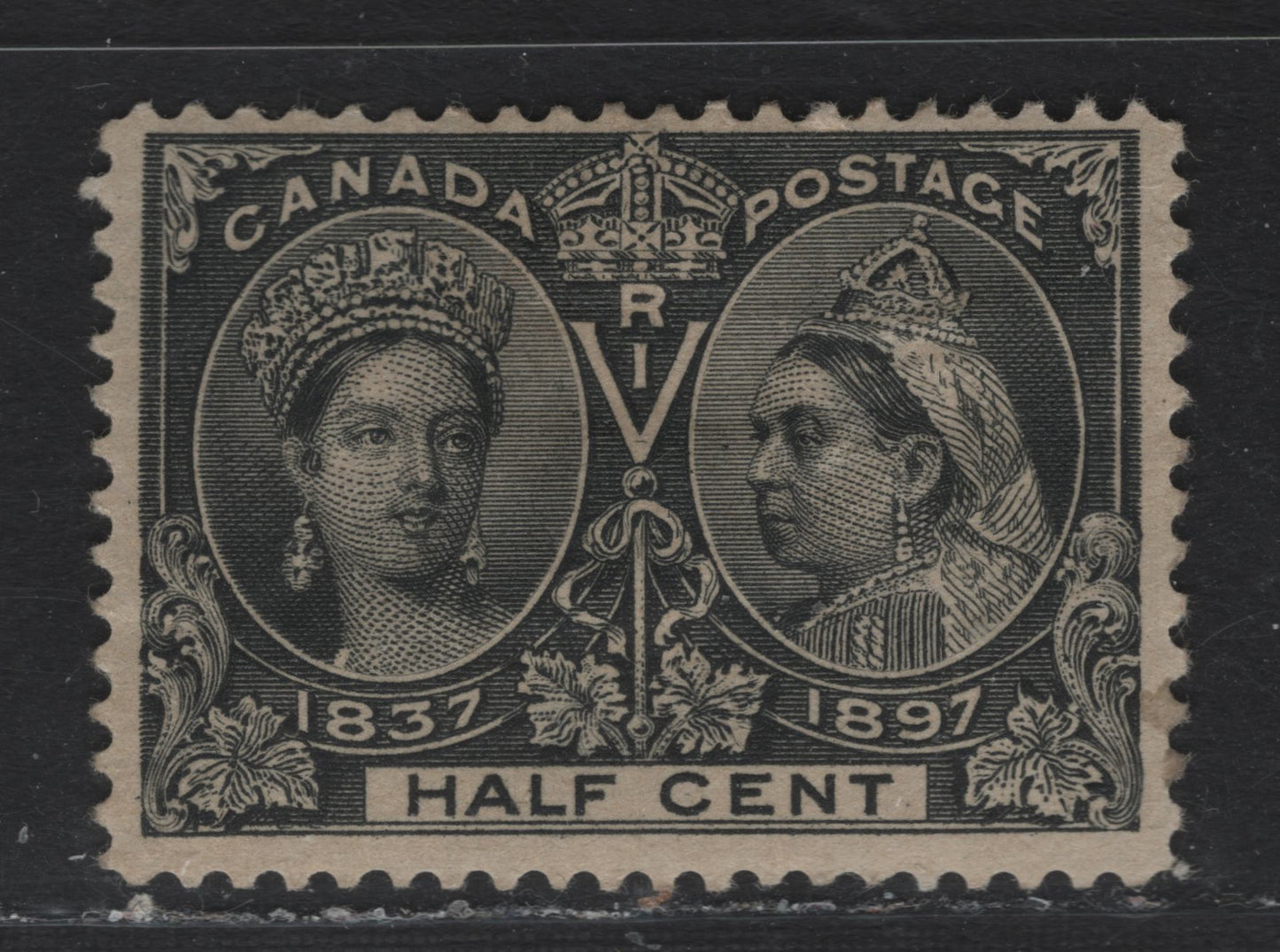 Lot 35 Canada #50 1/2c Black Queen Victoria, 1897 Diamond Jubilee Issue, A FOG Single, ABN-V Paper, Perf 11.95x12