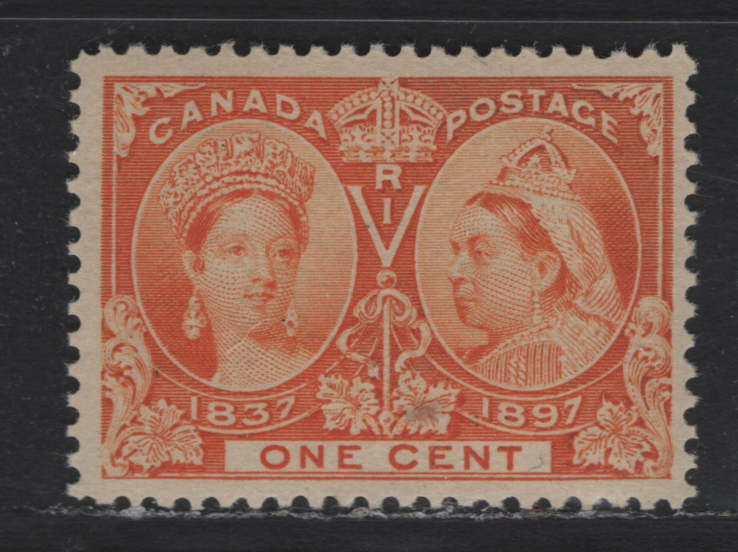 Lot 36 Canada #51i 1c Yellow Orange Queen Victoria, 1897 Diamond Jubilee Issue, A VFOG Single, ABN-U Paper, Perf 11.9