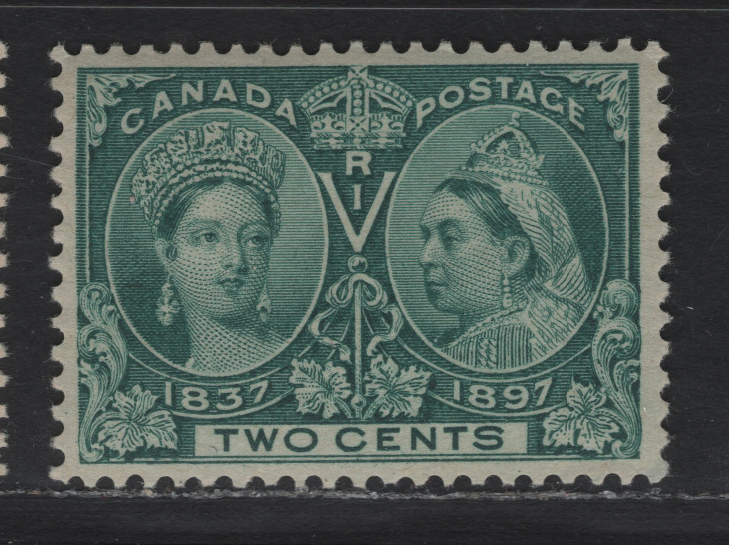 Lot 37 Canada #52 2c Green & Blue Green Queen Victoria, 1897 Diamond Jubilee Issue, A VFOG Single, ABN-U Paper, Perf 11.9x12