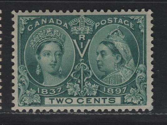 Lot 37 Canada #52 2c Green & Blue Green Queen Victoria, 1897 Diamond Jubilee Issue, A VFOG Single, ABN-U Paper, Perf 11.9x12