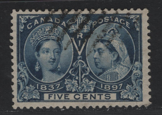 Lot 45 Canada SC#54 5c Dark Blue Queen Victoria, 1897 Diamond Jubilee Issue, A VF Used Single On ABN-U Paper, Perf. 12