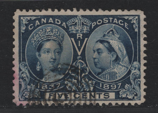 Lot 46 Canada SC#54 5c Dark Blue Queen Victoria, 1897 Diamond Jubilee Issue, A VF Used Singles On ABN-U Paper, Perf. 12.1 x 11.9