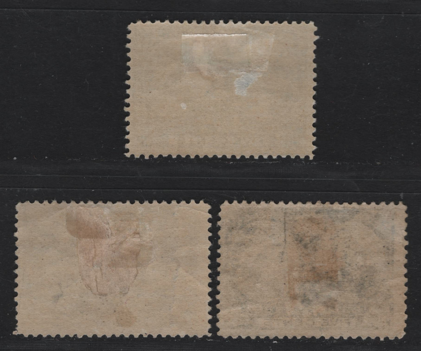 Lot 47 Canada SC#54 5c Dark Blue Queen Victoria, 1897 Diamond Jubilee Issue, 3 VGOG Singles On ABN-U and ABN-V Papers, All With Small Thins or Creases