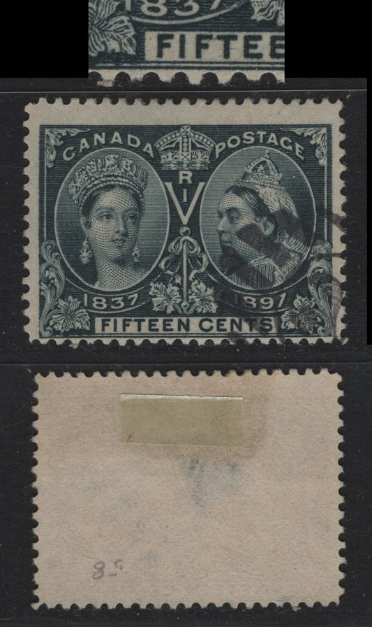 Lot 62 Canada #58 15c Blue Black Queen Victoria, 1897 Diamond Jubilee Issue, A Very Good Used Single, ABN-W Paper, Perf 12x11.9, Shallow Hinge Thin.