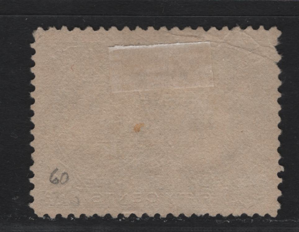 Lot 69 Canada #60 50c Ultramarine Queen Victoria, 1897 Diamond Jubilee Issue, A Good Used Single, ABN-W Paper, Perf 11.8x11.9, Corner Crease At UL & Pulled Perf, Some Light Fading Of The Color, October 1 1897 Squared Circle Cancel For Unidentified Town.