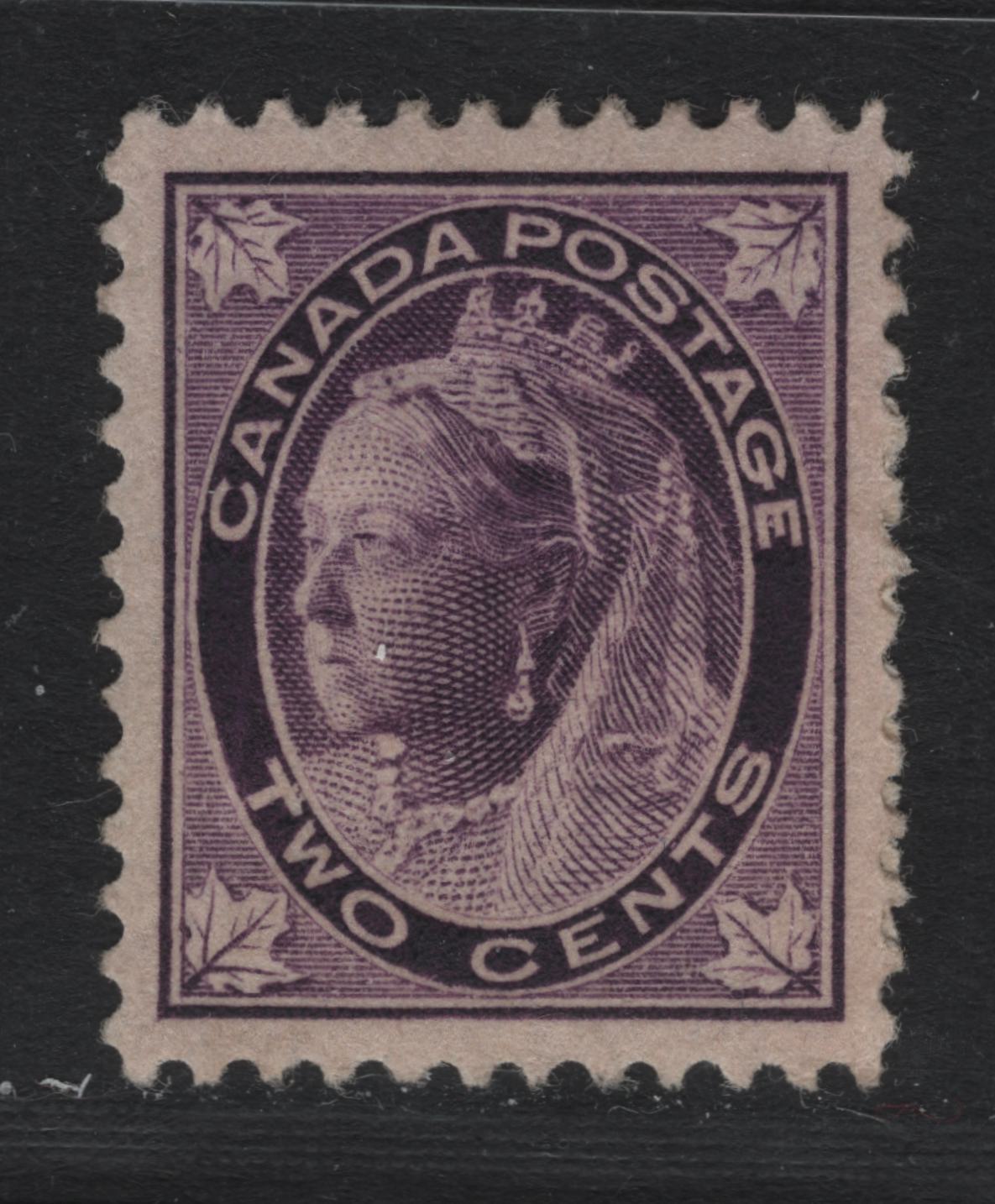 Lot 78 Canada #68 2c Purple Queen Victoria, 1897-1898 Maple Leaf Issue, A VFOG Single, ABN-Y Paper, Perf 11.8x12, Some Album Adhesion On The Gum.