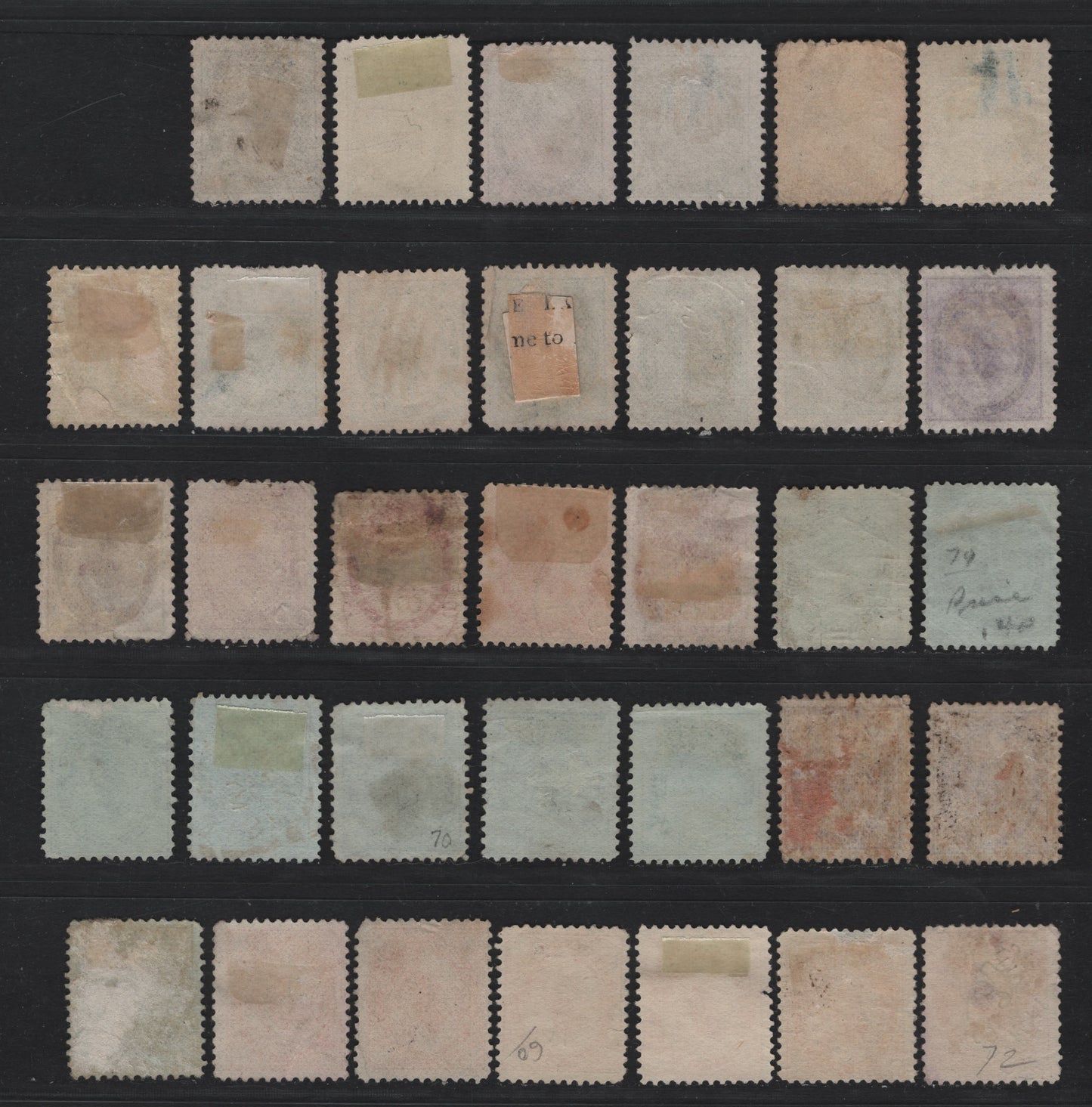 Lot 86 Canada (C) #66-70, 72 1/2c - 8c Black - Orange Queen Victoria, 1897-1898 Maple Leaf Issue, 34 Very Good Used Singles, Various Papers & Perfs That Have Not Been Checked, Some Small Faults On A Few
