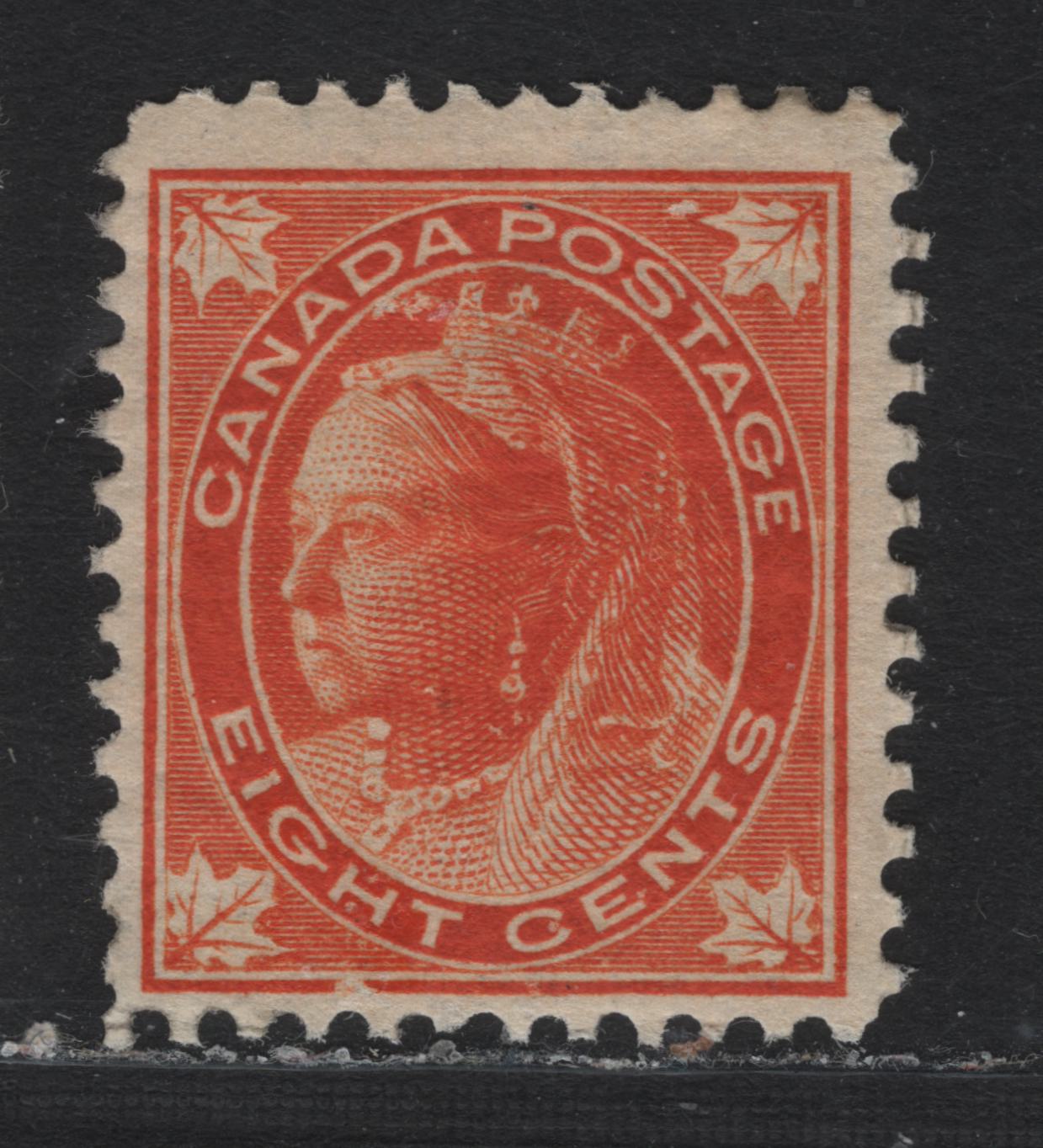 Lot 91 Canada #72ii 8c Orange Queen Victoria, 1897-1898 Maple Leaf Issue, A FOG Single, ABN-CC (Horizontal Wove) Paper, Perf 12