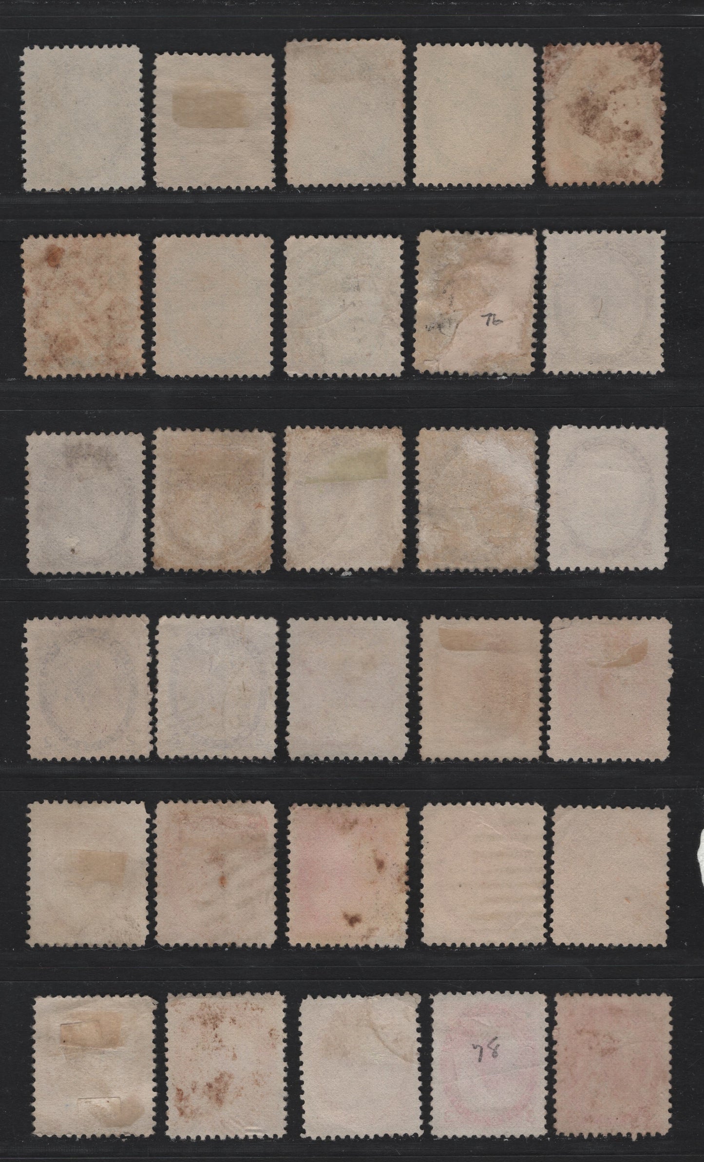 Lot 97 Canada (C) #74-77,a, 76i, 78 1/2c - 3c Black - Carmine Rose Queen Victoria, 1898-1902 Numeral Issue, 7 Very Fine Used Singles, Various Papers & Perfs, Unchecked As to Specific Measurements & Types, Includes one 2c Die 2.
