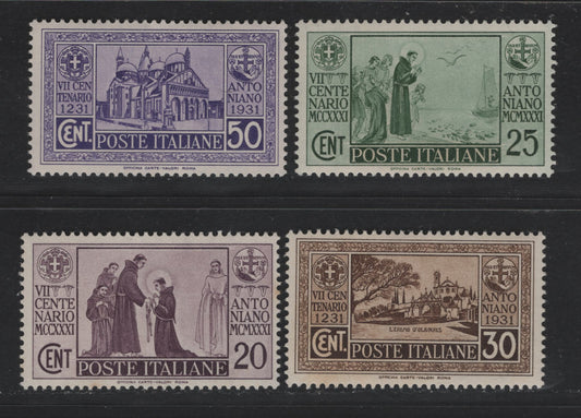Lot 116 Italy SC#258-261 20c - 50c Dull Violet - Violet, 1931 St. Anthony of Padua Issue, 4 Fine/Very Fine Used Singles