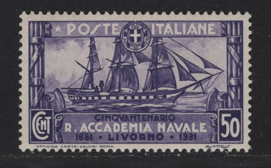 Lot 122 Italy SC#266 50c Violet Brown - Brown, 1931 Royal Naval Academy Issue, A VFNH Single