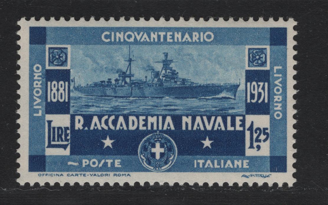 Lot 123 Italy SC#267 1.25l DarkBlue, 1931 Royal Naval Academy Issue, A VFNH Single
