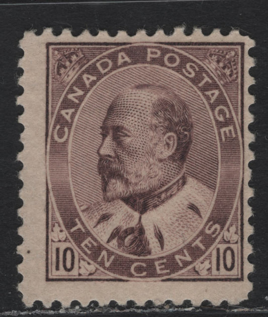 Lot 13 Canada #93 10c Lilac Brown, 1903-1908 King Edward VII Issue, A FOG Single, ABN-AA Paper, Perf 12