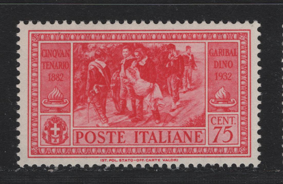 Lot 131 Italy SC#285 75c Rose Red, 1932 Garibaldi Issue, A VFNH Single