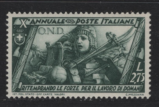 Lot 140 Italy SC#304 2.75l Slate Green, 1932 10th Anniv of Fascist Gov't & March on Rome Issue, A VFNH Single
