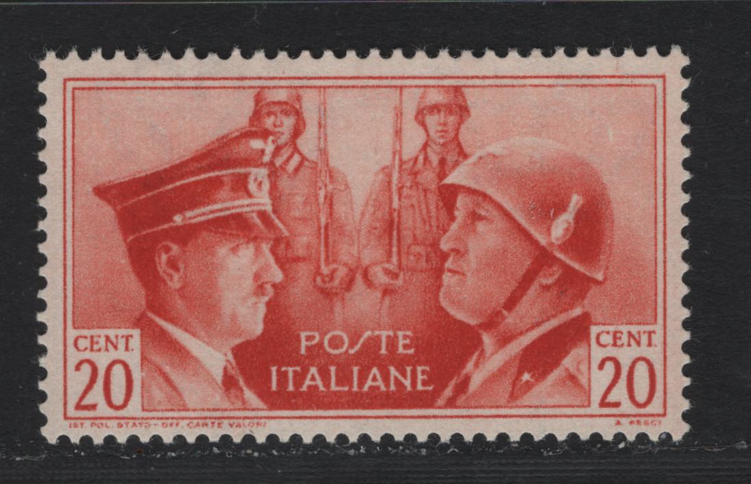 Lot 162 Italy SC#Unissued 20c Red Orange, 1941 Rome-Berlin Axis Issue, A VFOG Single, In Second Design