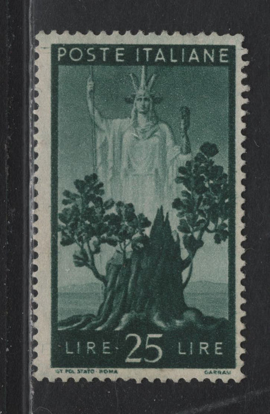 Lot 26 Italy SC#475 25l Dark Green, 1945-1947 Reconstruction Definitives, A Fine Unused Single, No Gum