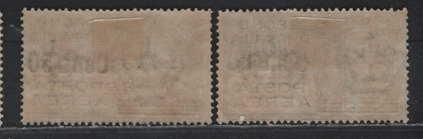 Lot 177 Italy SC#C10-C11 50c on 60c - 80c on 1l Gray - Blue, 1927 Surcharged Airmail Issue, 2 FOG Singles