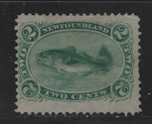 Lot 193 Newfoundland #24a 2c Green , 1865-1894 Cents Issue, A Very Good Unused Single, Cents-V (Thin Yellowish) Paper, Perf 11.9