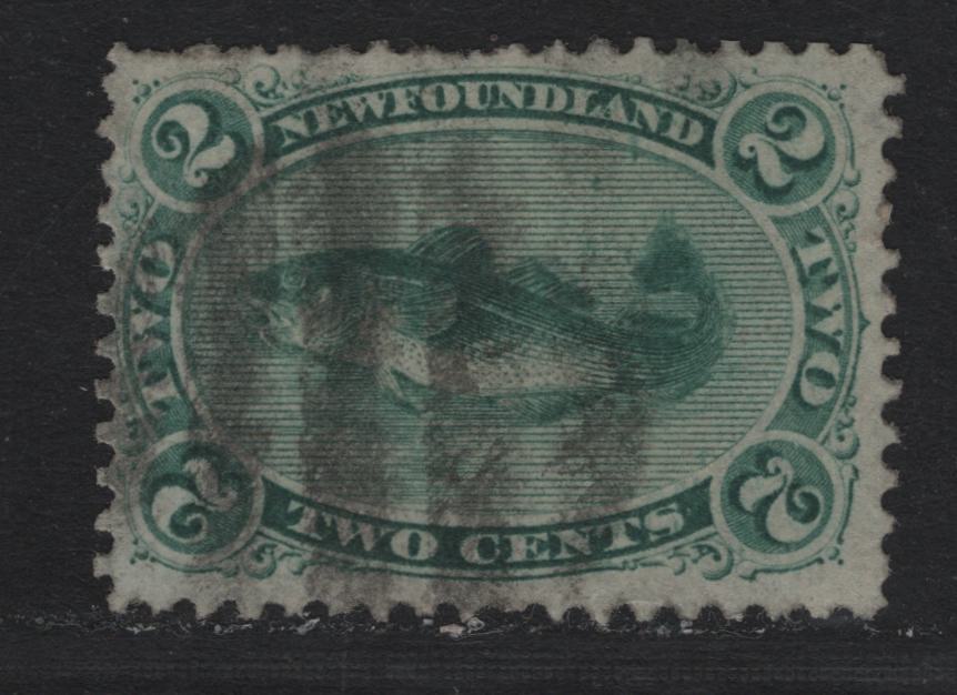 Lot 194A Newfoundland #24 2c Green , 1865-1894 Cents Issue, A Very Good Used Single, Cents-U Paper, Perf 11.9x12