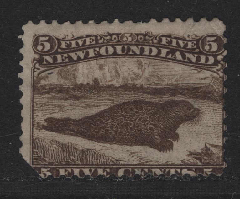 Lot 195 Newfoundland #25 5c Brown , 1865-1894 Cents Issue, An Ungraded Used Single, Cents-V Paper, Unused Space Filler, Missing The Lower Left Corner.
