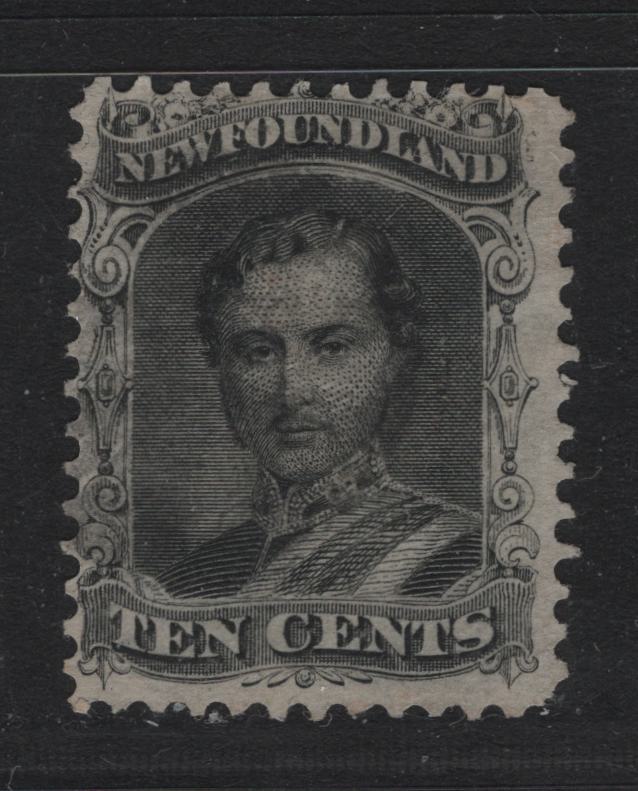 Lot 196 Newfoundland #27a 10c Black , 1865-1894 Cents Issue, A Fine Used Single, Cents-V Paper