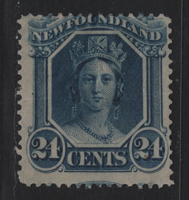 Lot 199 Newfoundland #31 24c Blue , 1865-1894 Cents Issue, A VGOG Single, Centz-Z Paper, Perf 11.9x12
