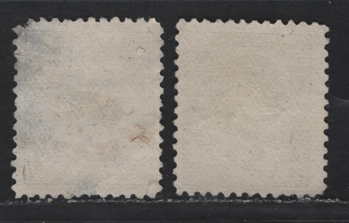 Lot 20 Canada #94-95 20c - 50c Olive Green - Purple, 1903-1908 King Edward VII Issue, 2 Good/Very Good Used Singles, ABN-B & ABN-A Papers, 20c Has A Small Corner Crease At UR 7 50c Has Two Large Thins That End In A Rounded Corner
