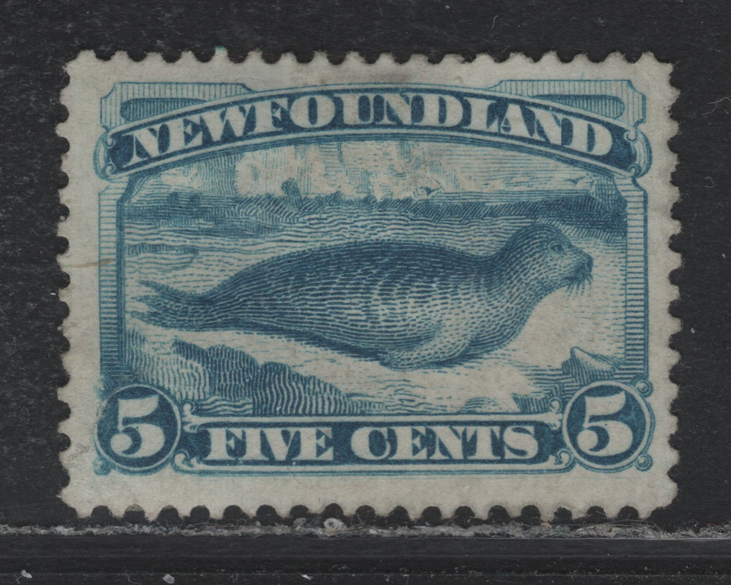 Lot 215 Newfoundland #53 5c Pale Blue, 1880-1896 4th Cents Issue, A Very Good Unused Single, Early Printing, Stout Vertical Wove Paper, Unchecked AS To Specific Type & Perf, LL Corner Has Been Repaired With A Hinge.