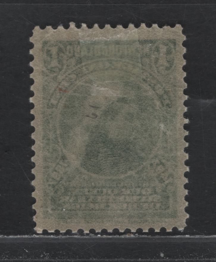 Lot 222 Newfoundland #61i 1c Dark Green, 1897 John Cabot Issue, A FOG Single, ABNN-B (Thin Oily) Paper, Perf 11.9x12, Small, Light Corner Bend At UR