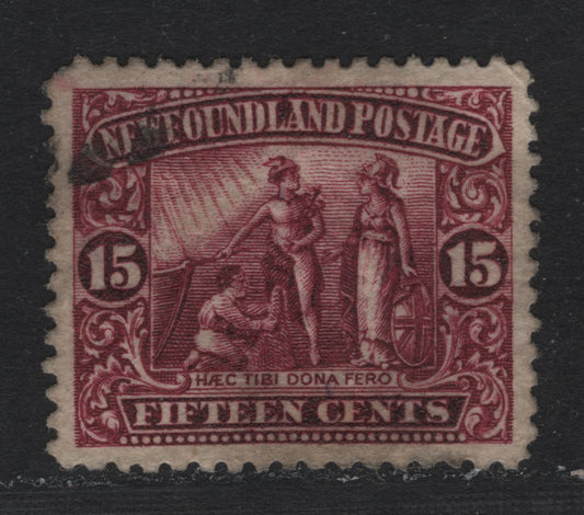 Lot 241 Newfoundland #114 15c Magenta, 1919 Royal Family Issue, A Very Fine Used Single, WM-J Paper, Line Perf 14.2x14.25