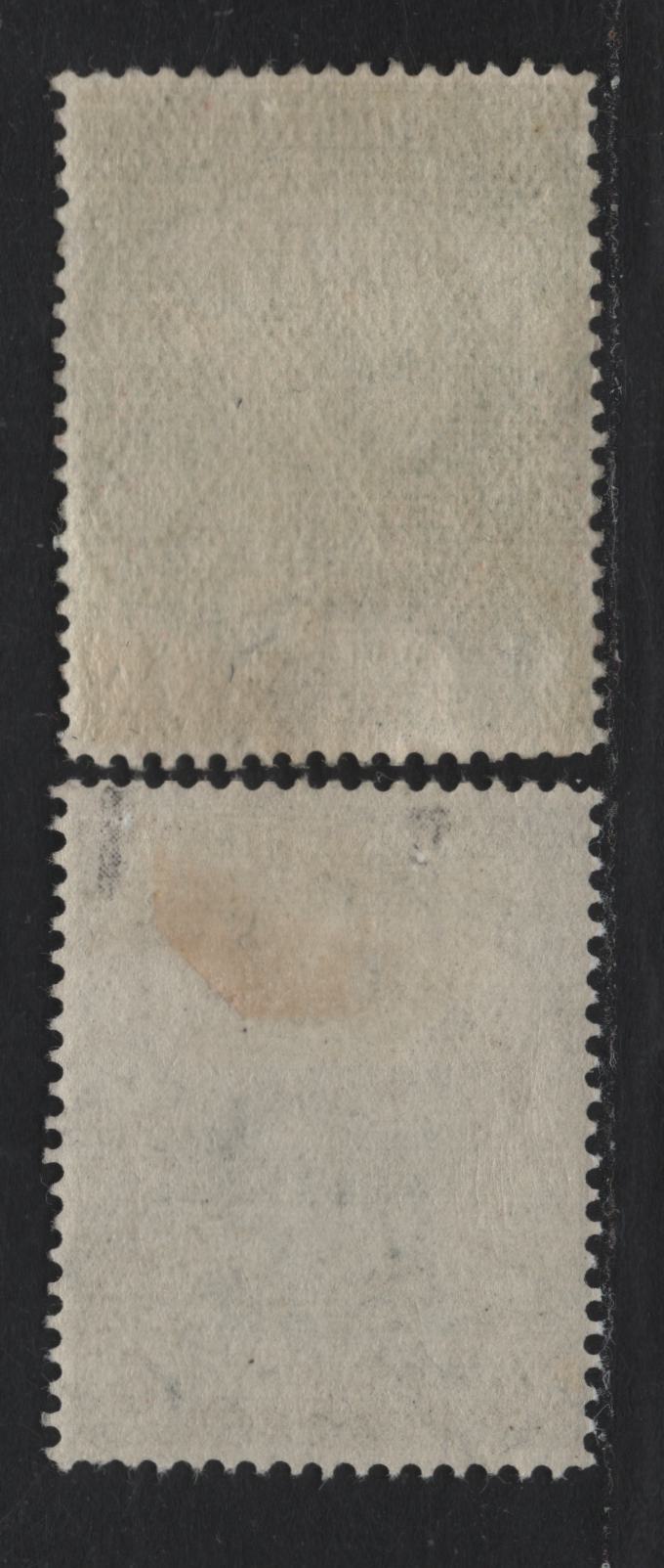 Lot 244 Newfoundland #115, 120 1c - 6c Green - Gray, 1919 Trail of the Caribou Issue, 2 VFOG Singles, WM-L Papers, Line Perf 14x14.1 & 14.1x14