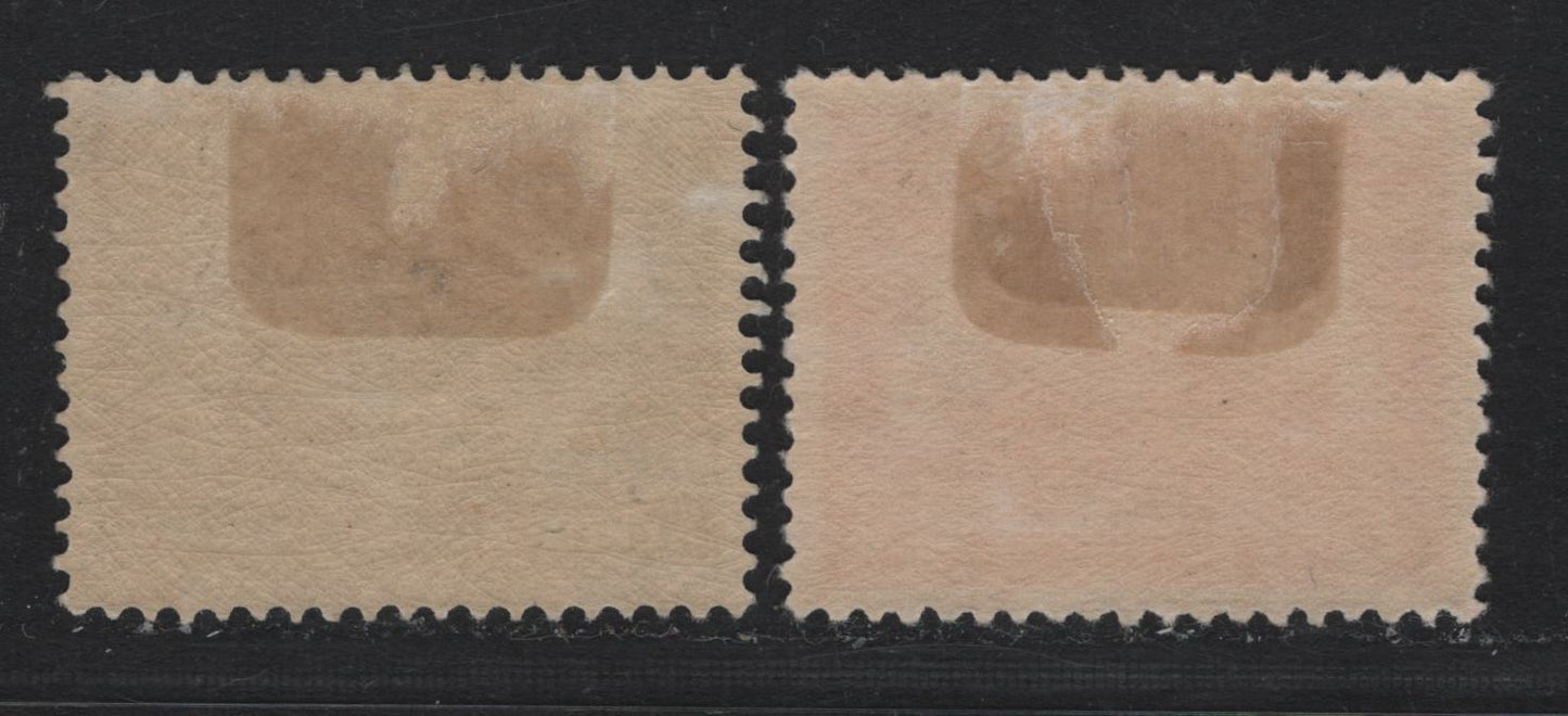 Lot 255 Newfoundland (C) #164-165 2c - 5c Scarlet - Slate Green, 1929-1931 Re-Engraved Publicity Issues, 2 VFOG Singles, Both are Comb Perf 13.7