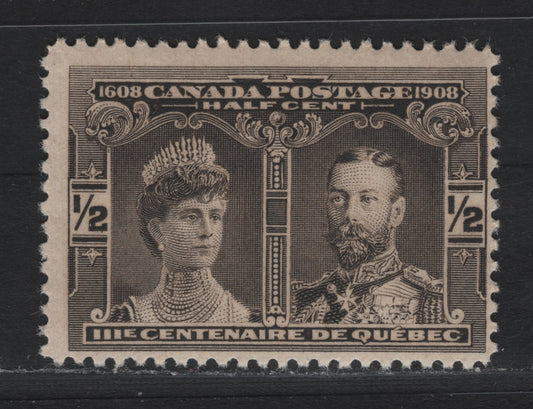 Lot 20 Canada #96 1/2c Black Brown, 1908 Quebec Tercentenary Issue, A FNH Single, ABN-A Paper