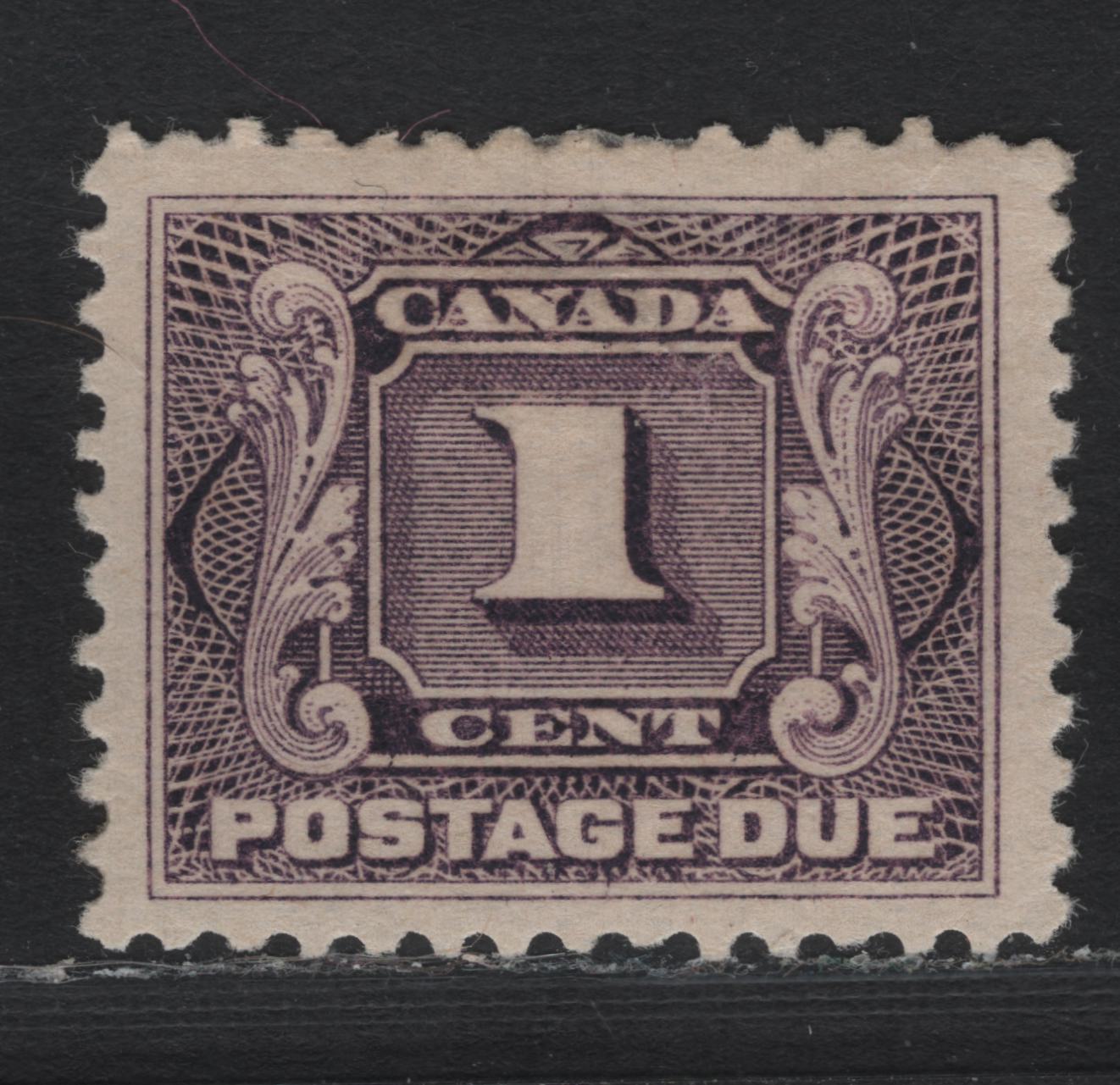 Lot 52 Canada #J1 1c Blackish Lilac, 1906-1928 Postage Dues, A VFOG Single, ABN-FFF Paper, Perf 11.9