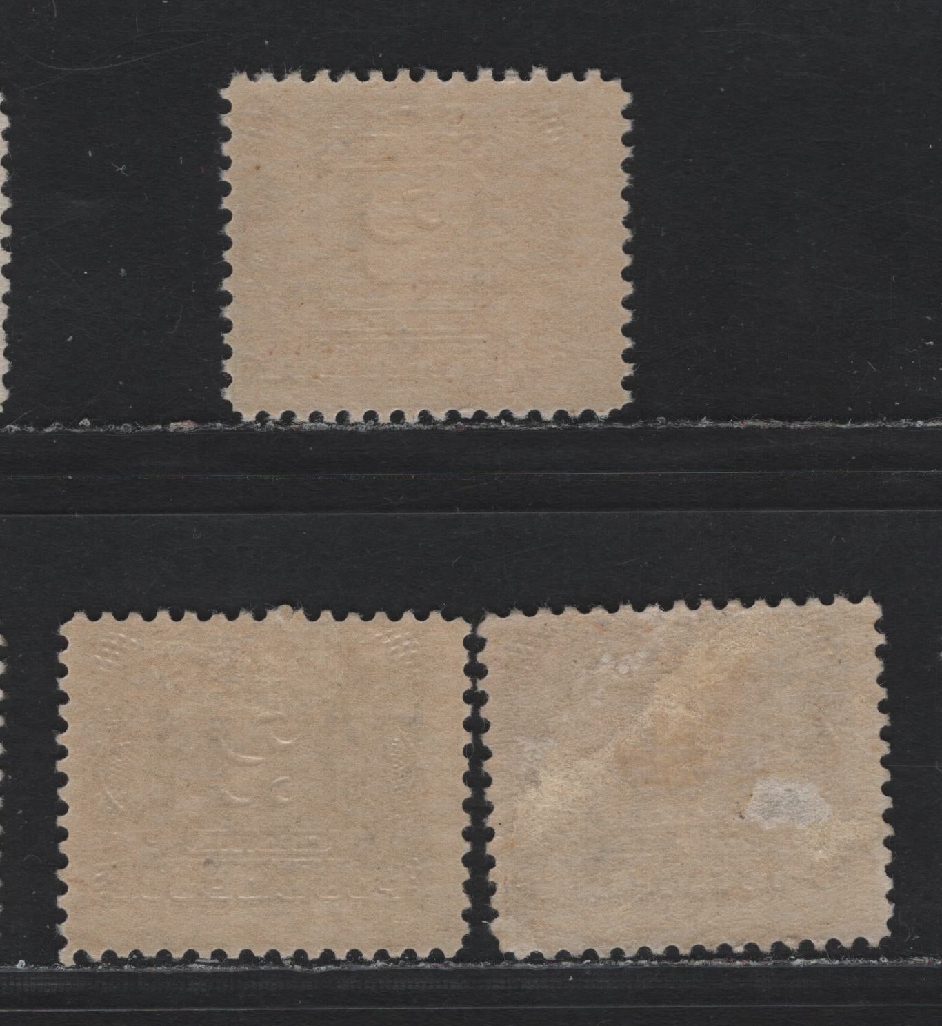 Lot 55 Canada (C) #J2c, J3 2c - 4c Blackish Lilac - Deep Lilac, 1906-1928 Postage Dues, 3 VG/FOG Singles, ABN-JJJ & ABN-KKK Papers, Dry Printings, Perfs 12x11.9 & 11.9x12, Small Thin On 4c, One Is NH.